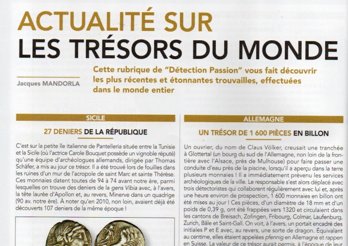 détection passion,trésors,numismatique,identifications,enchères